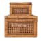 Hello Honey® Dark Brown Modern Decorative Rectangle Woven Rattan & Wood Display Box Set with Glass Top